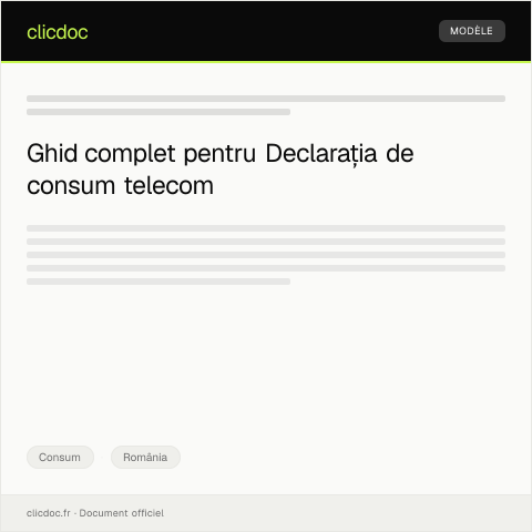Document preview: Declarație privind consumul de servicii de telecomunicații — Consum, România